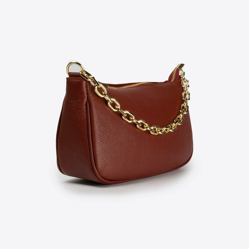 Bolso bandolera de piel para mujer burdeos Deividas