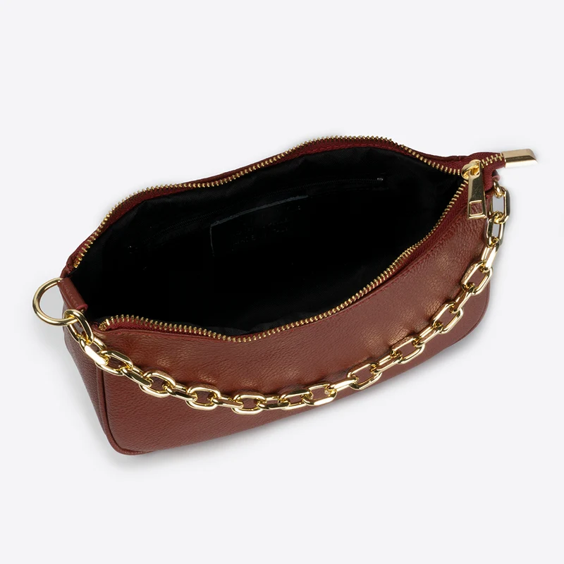 Bolso bandolera de piel para mujer burdeos Deividas