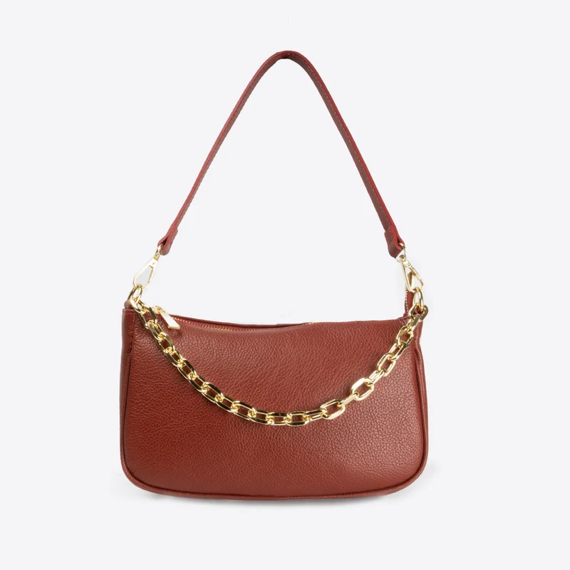 Bolso bandolera de piel para mujer burdeos Deividas