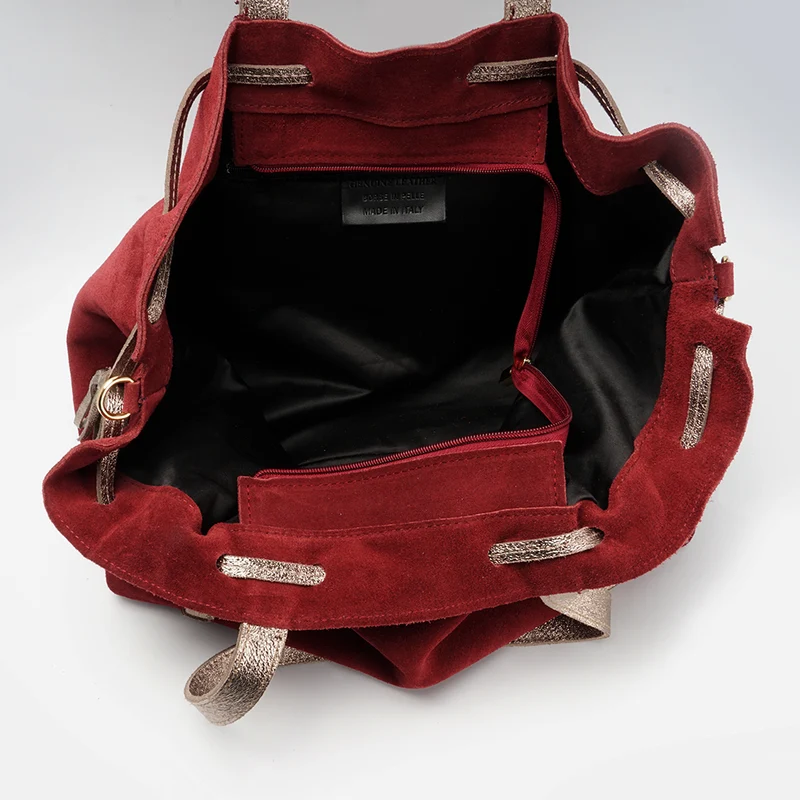 Bolso de piel de serraje para mujer estilo shopper rojo Agatha