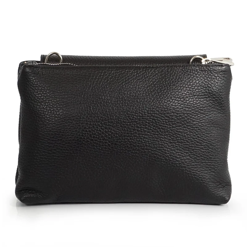 Bolso bandolera de piel con solapa Negro Cinti