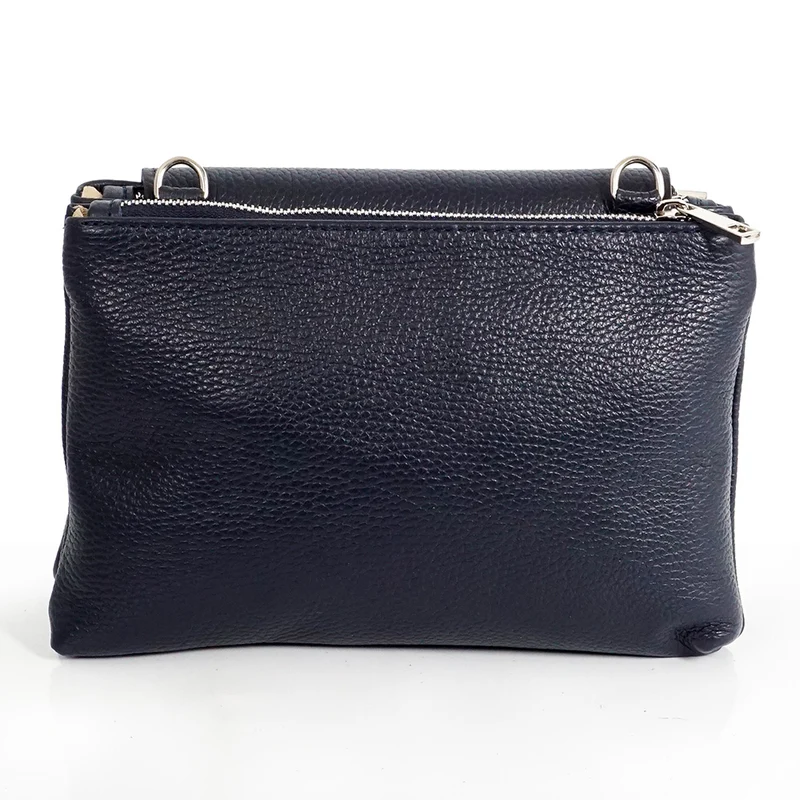 Bolso bandolera de piel con solapa Azul marino Cinti