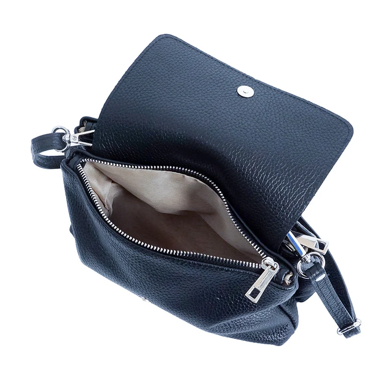 Bolso bandolera de piel con solapa Azul marino Cinti
