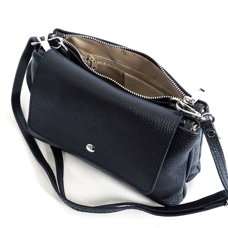 Bolso bandolera de piel con solapa Azul marino Cinti