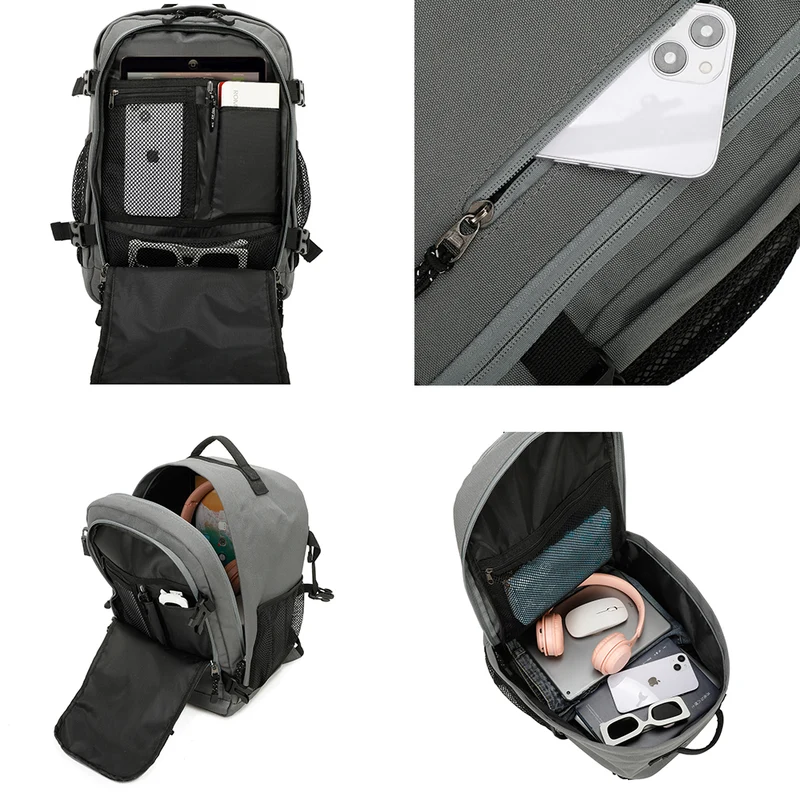 Raykong Mochila De Cabina Ryanair 40x20x25cm (20L) | Mochila De Viaje Impermeable Para Avión | Equipaje De Mano Resistente | Mochila Para Senderismo | Escolar | Trabajo - Gris