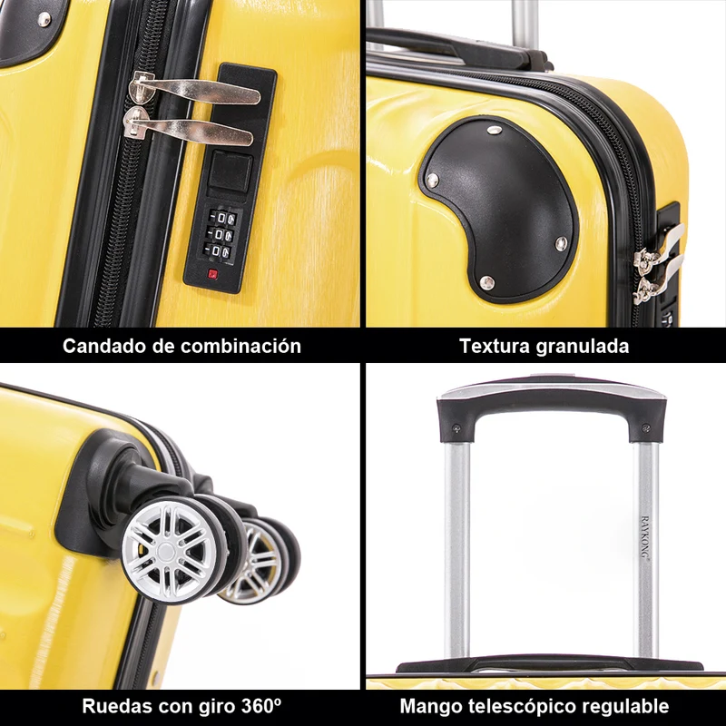 Maleta Cabina 55x40x20cm Policarbonato (44L) - 20 Pulgadas - Amarillo