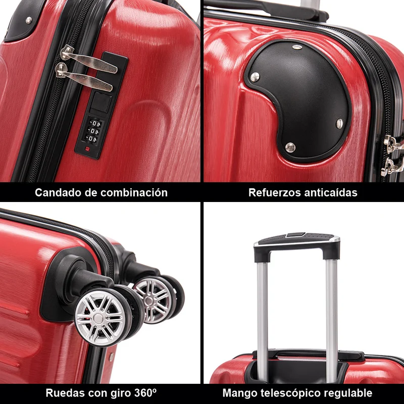 Maleta Cabina 55x40x20cm Policarbonato (44L) - 20 Pulgadas - Rojo
