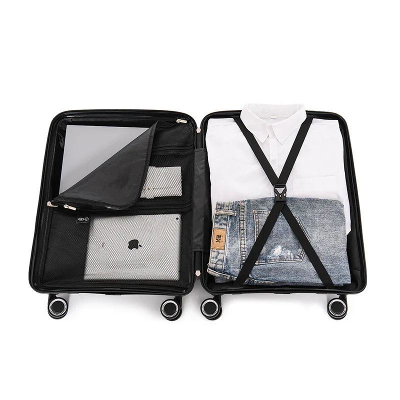 Maleta de cabina 55x39x21.5 cm (46L) Polipropileno - Candado Incrustado - 20 Pulgadas - Negro - Chocolate