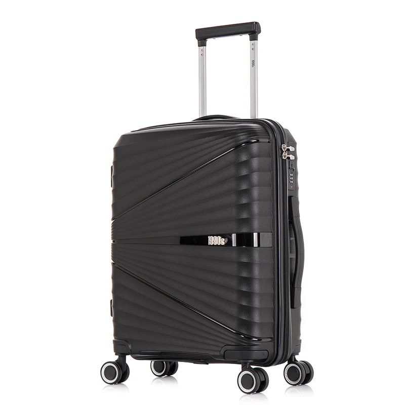 Maleta de cabina 55x39x21.5 cm (46L) Polipropileno - Candado Incrustado - 20 Pulgadas - Negro - Chocolate