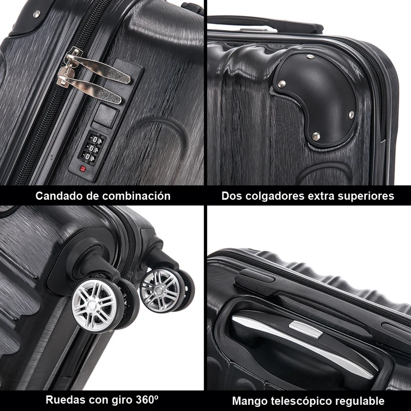 Maleta Cabina 55x40x20cm Policarbonato (44L) - 20 Pulgadas - Negro