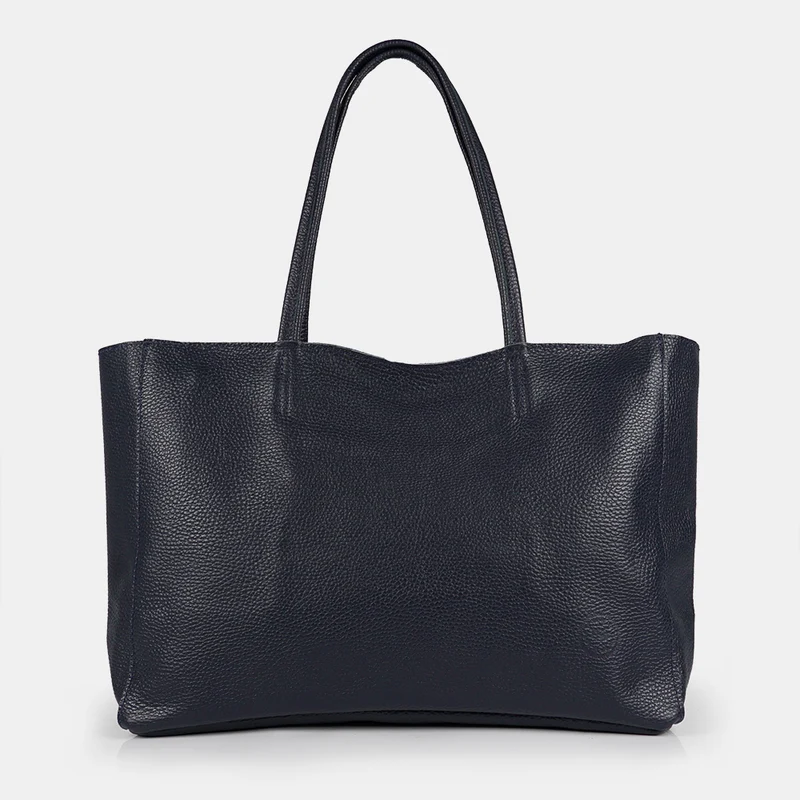 Bolso shopper para mujer de piel para personalizar azul marino Luna