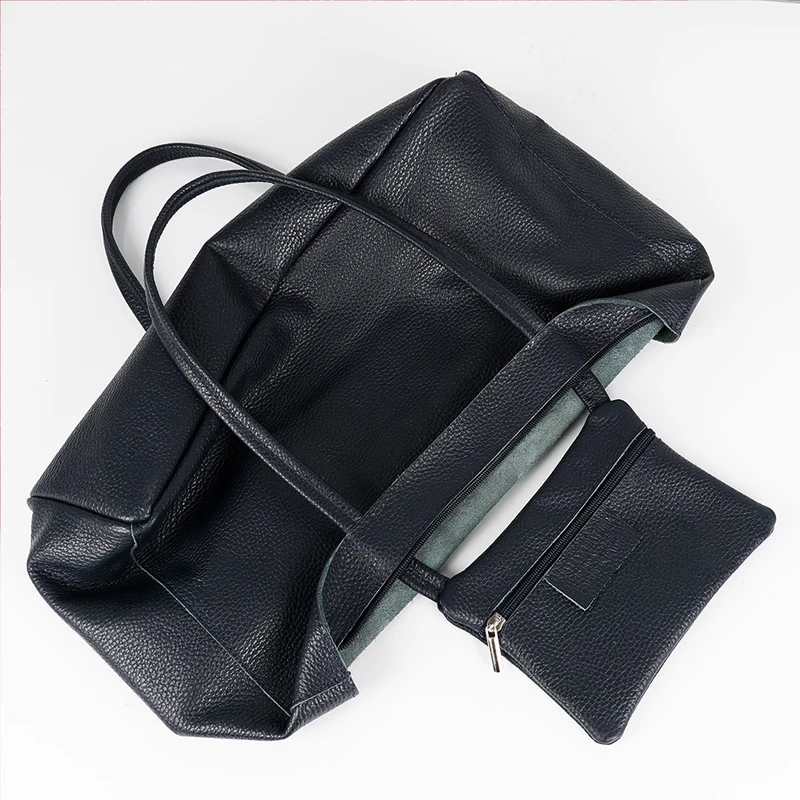Bolso shopper para mujer de piel para personalizar azul marino Luna