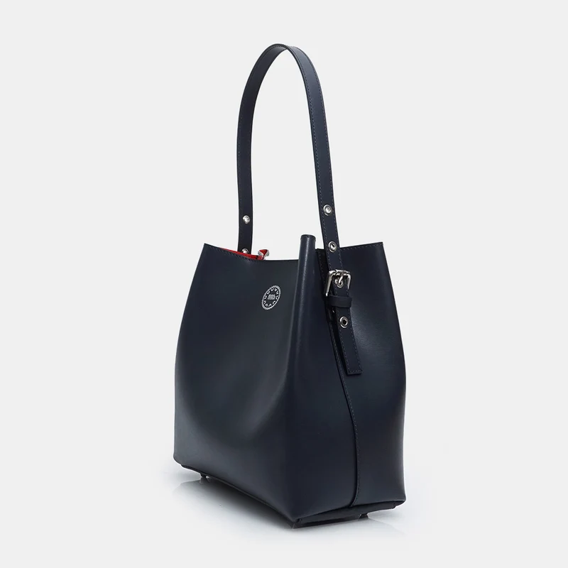 Bolso Hobo de Piel Azul Marino para Mujer - Leticia