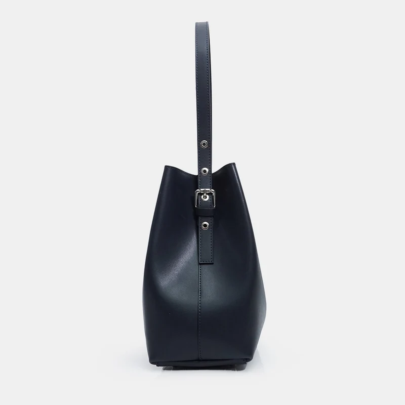 Bolso Hobo de Piel Azul Marino para Mujer - Leticia