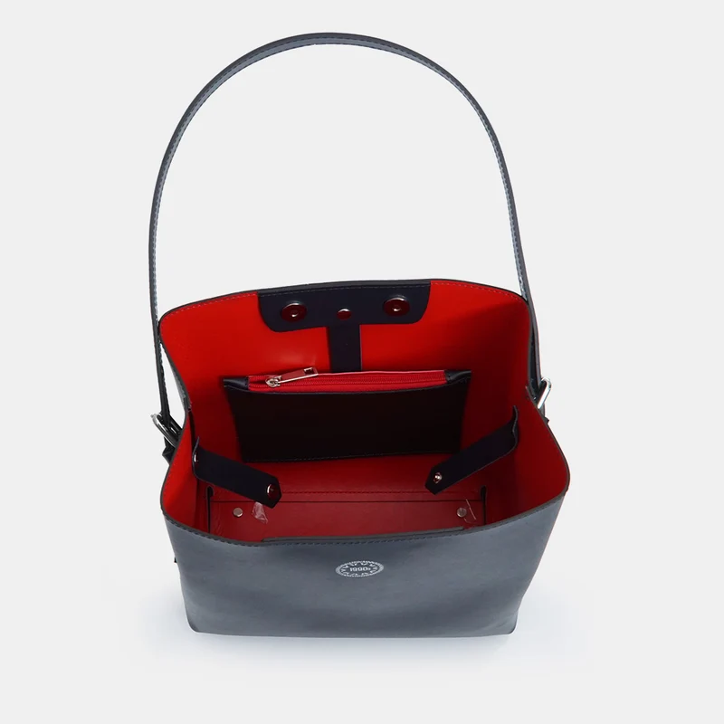Bolso Hobo de Piel Azul Marino para Mujer - Leticia