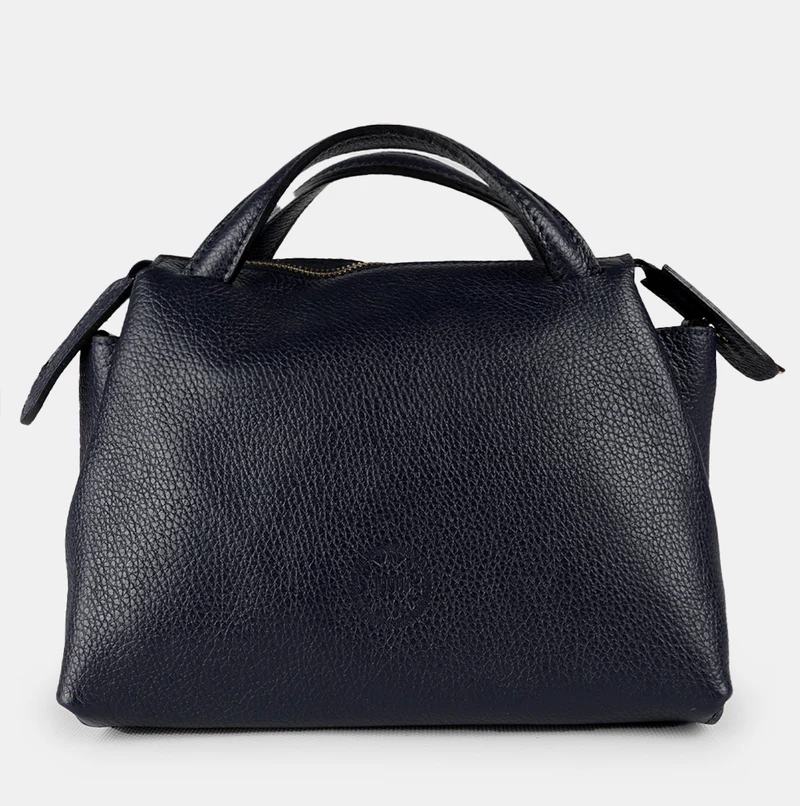 Bolso bandolera para mujer de piel con asas de mano azul marino Amelie