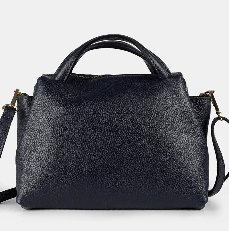 Bolso bandolera para mujer de piel con asas de mano azul marino Amelie