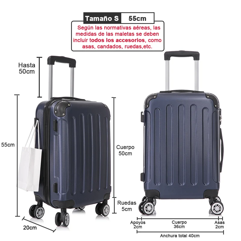 Maleta Cabina ABS 55x40x20cm 44L - 20 Pulgadas AzulMarino- Marina