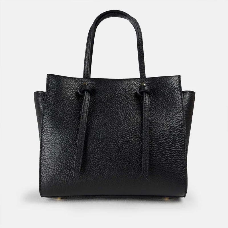 Bolso bandolera mujer de piel con asas de mano negro Mercedes