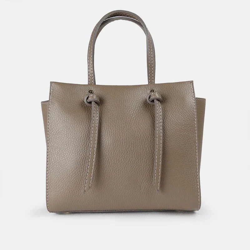 Bolso bandolera mujer de piel con asas de mano khaki Mercedes