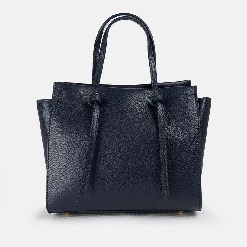 Bolso bandolera mujer de piel con asas de mano azul marino Mercedes