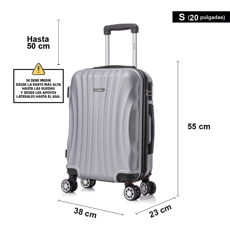 Raykong Maleta Cabina ABS 55x38x23cm 44L - 20 Pulgadas Plateada - Waves