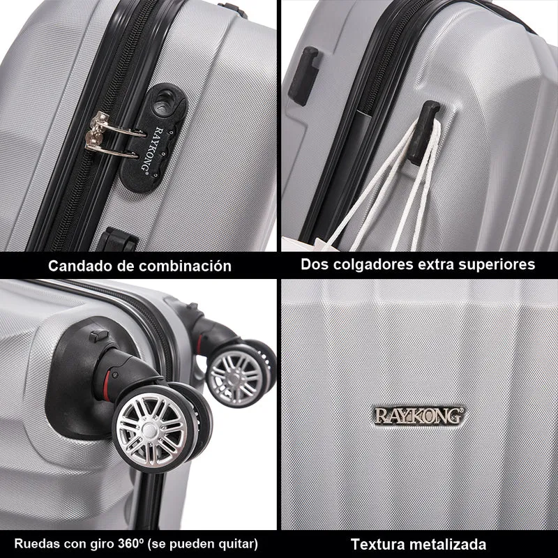 Raykong Maleta Cabina ABS 55x38x23cm 44L - 20 Pulgadas Plateada - Waves