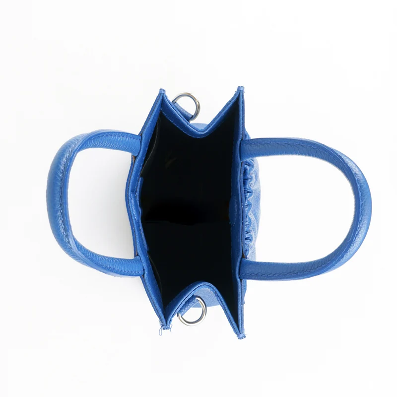 Bolso bandolera de piel pequeño mujer azul Carmen