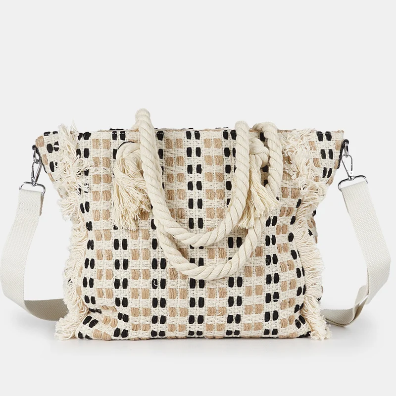 Bolso de rafia trenzado para mujer negro Anastasia
