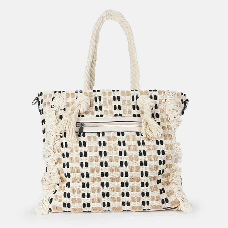 Bolso de rafia trenzado para mujer negro Anastasia