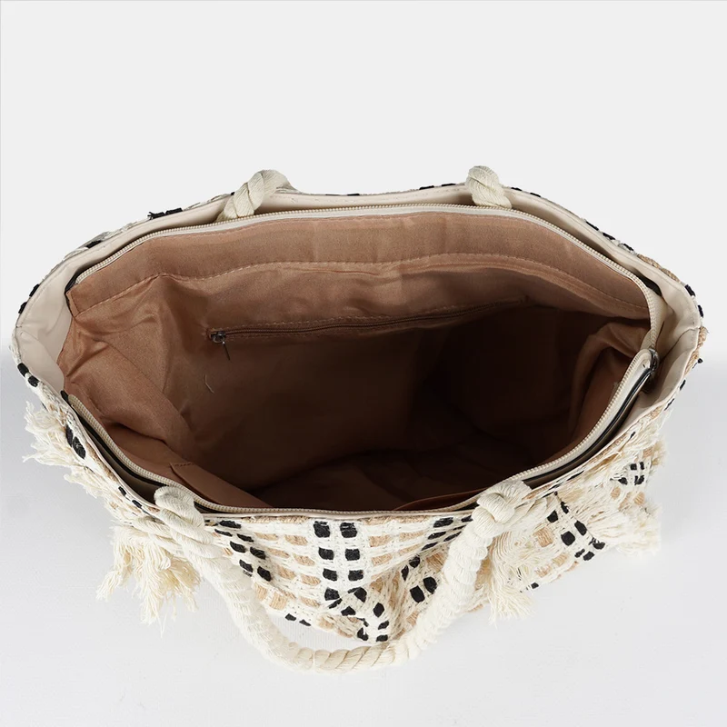 Bolso de rafia trenzado para mujer negro Anastasia