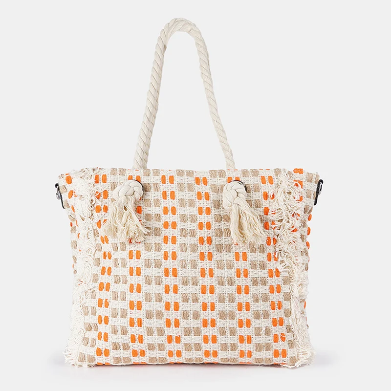 Bolso de rafia trenzado para mujer naranja Anastasia