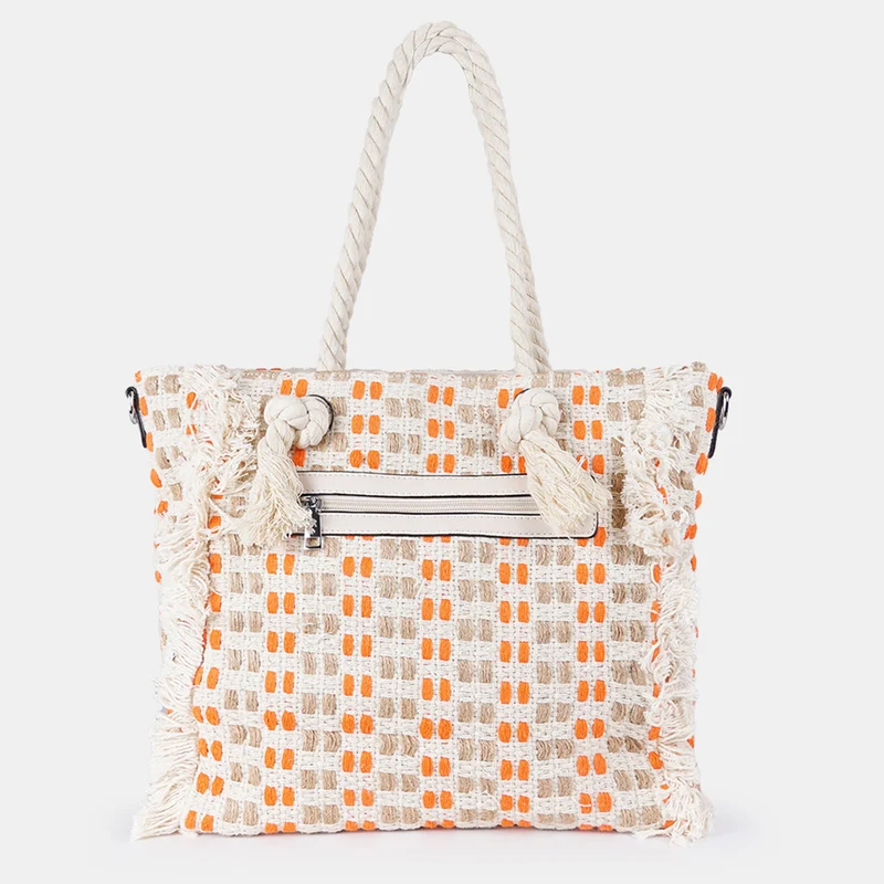 Bolso de rafia trenzado para mujer naranja Anastasia