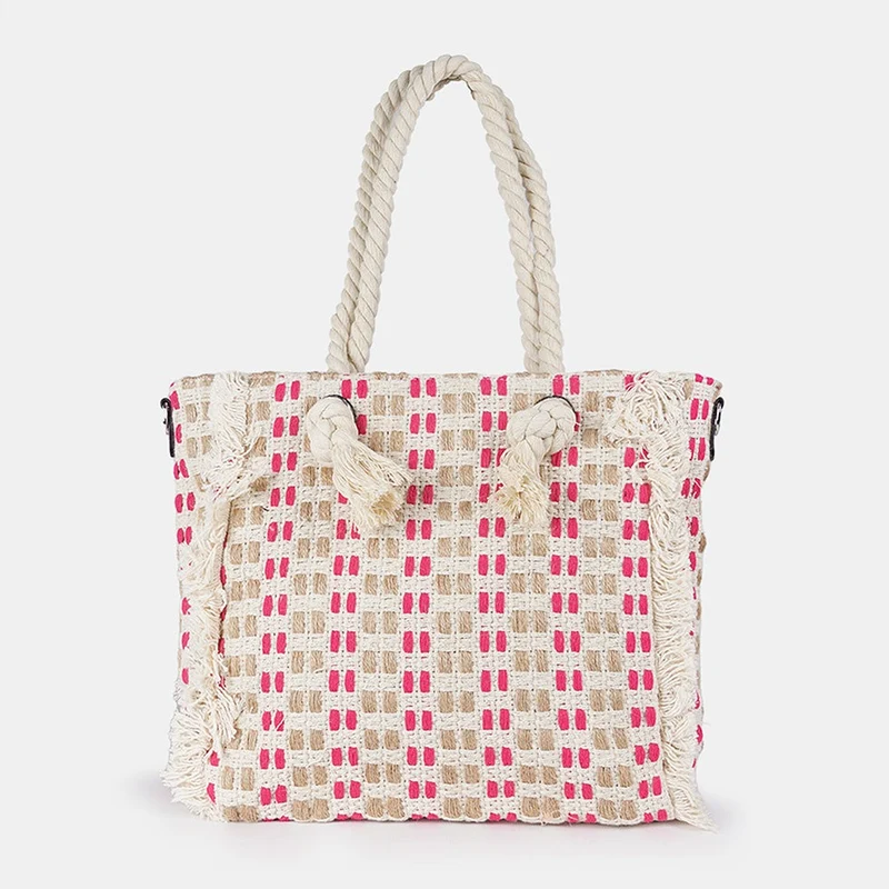 Bolso de rafia trenzado para mujer fucsia Anastasia