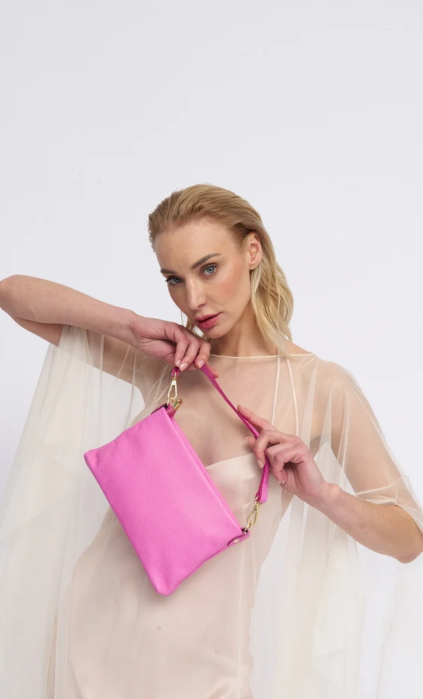 Bolso de mano y bandolera de piel para mujer rosa Ariadna
