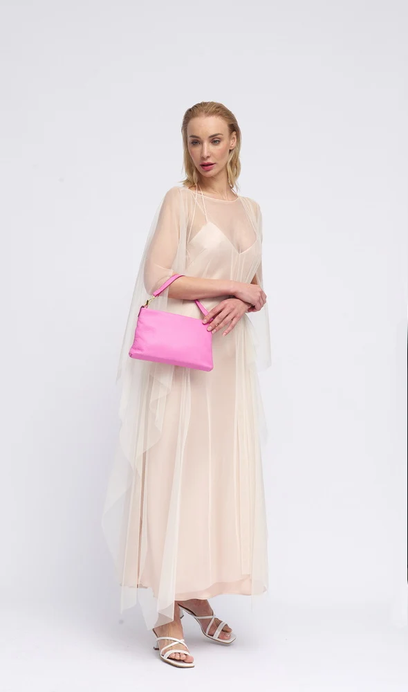 Bolso de mano y bandolera de piel para mujer rosa Ariadna