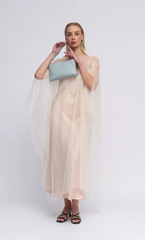 Bolso de mano y bandolera de piel para mujer azul celeste Ariadna