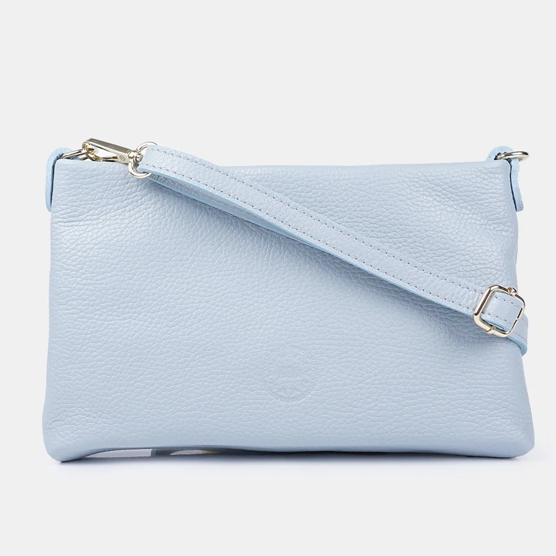 Bolso de mano y bandolera de piel para mujer azul celeste Ariadna