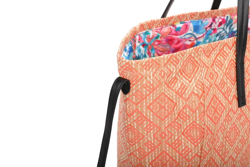 Bolso tote de rafia grande mujer con neceser interior reversible Paz