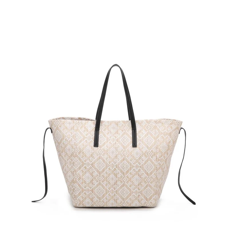 Bolso tote de rafia grande mujer con neceser interior reversible Paz