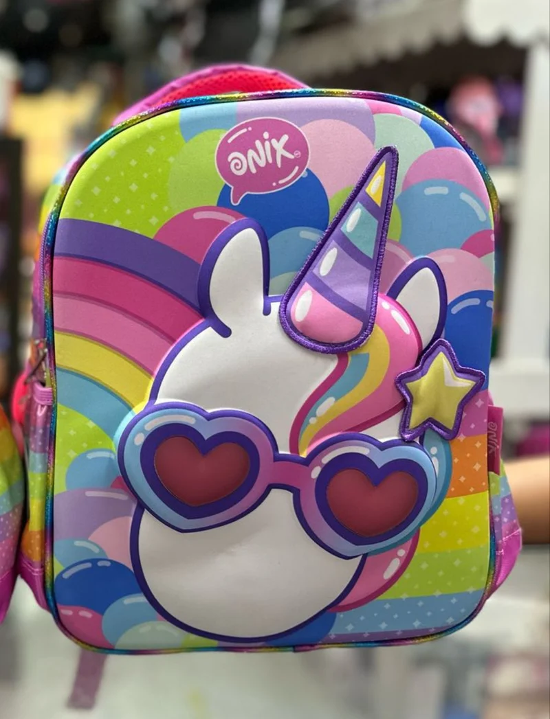 Mochila kinder unicornio onix lentes Ruz