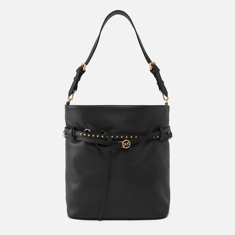 Bolso de hombro Pinko tipo cubo de cuero 106339 A0QO Z99Q