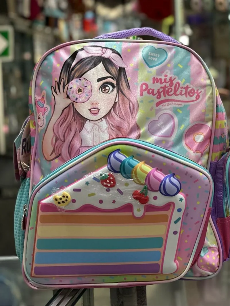 Mochila primaria mis pastelitos pastel arcoiris Ruz