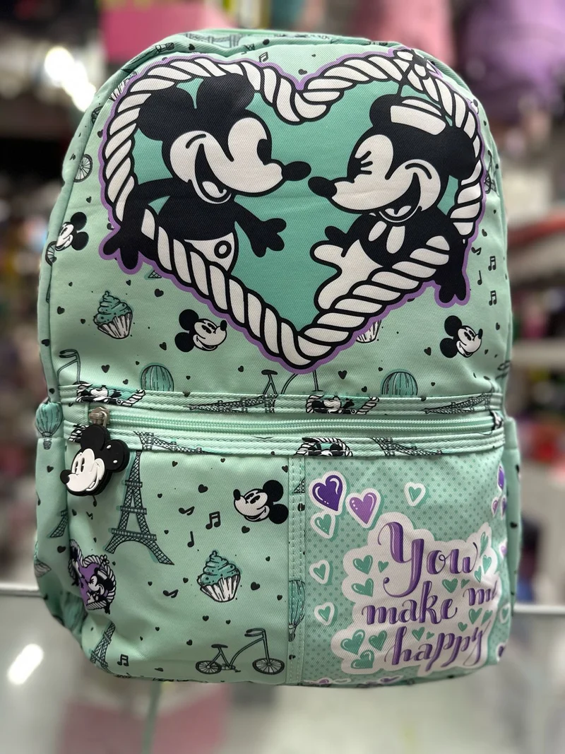 Mochila primaria Mickey París menta lluvia