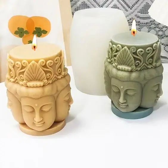 Estatua totem caras Buda / Shiva / Monje / Shakyamuni (molde de silicona)