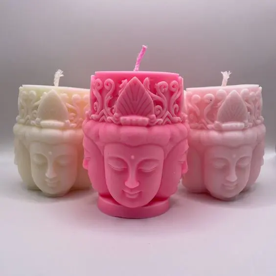 Estatua totem caras Buda / Shiva / Monje / Shakyamuni (molde de silicona)