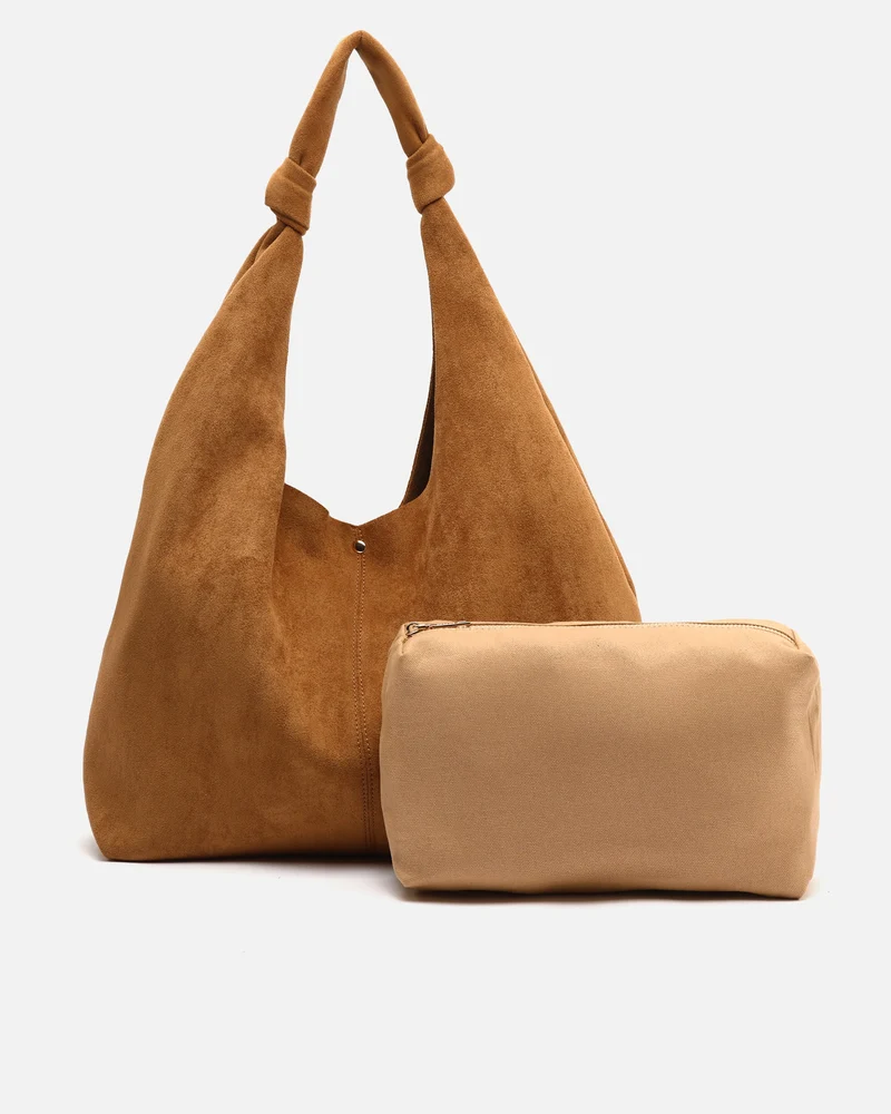 Pologi-1 bolso hobo grande efecto ante con neceser extraíble