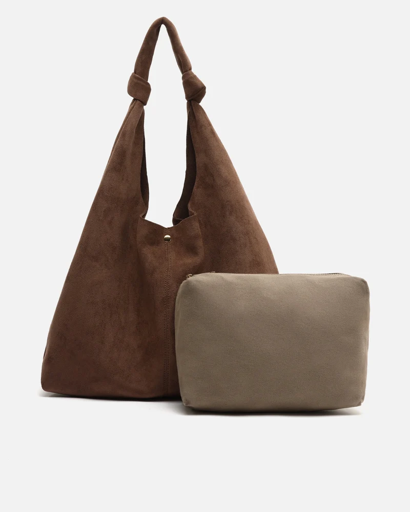 Pologi-1 bolso hobo grande efecto ante con neceser extraíble