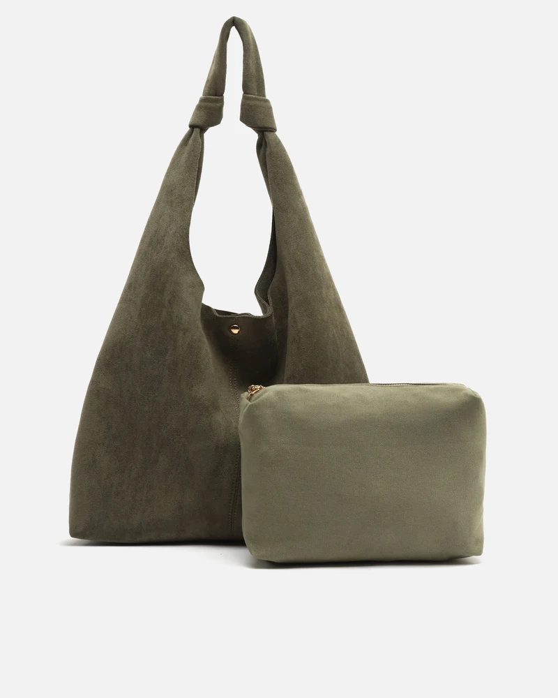 Pologi-1 bolso hobo grande efecto ante con neceser extraíble