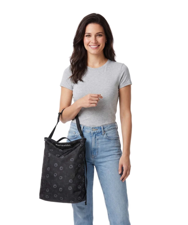 Marimekko Neat Unikko M Bolso de hobo black/dark grey